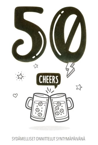 2-osainen onnittelukortti 50 v