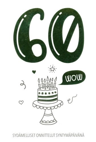 2-osainen onnittelukortti 60 v