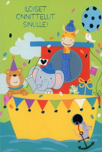 2-osainen lasten onnittelukortti