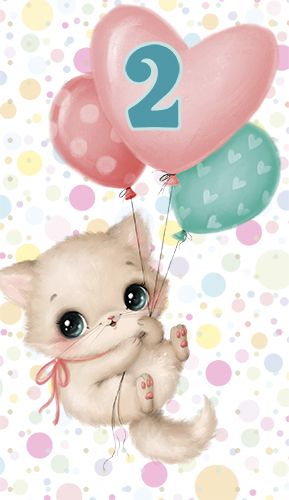 2-osainen onnittelukortti 2v