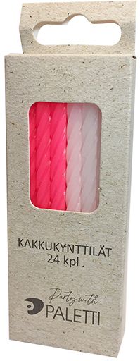 Kakkukynttilä pinkki/valkoinen 24kpl