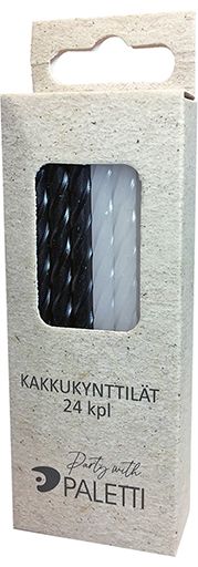 Kakkukynttilä valkoinen/musta 24kpl