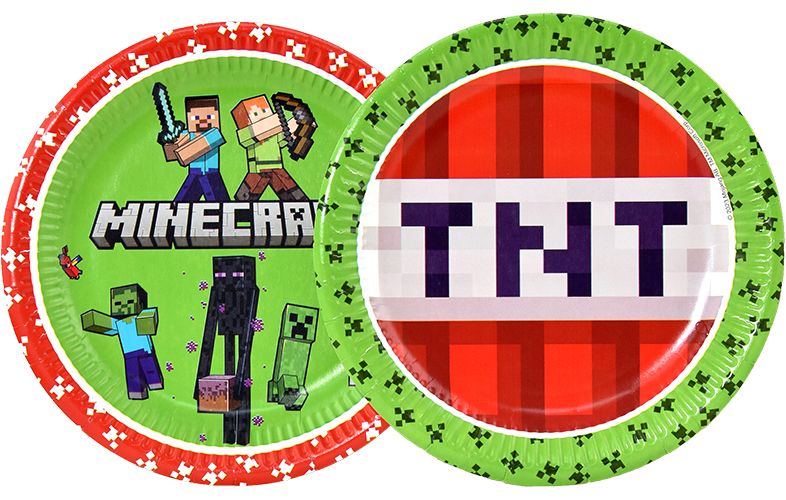 Lautanen 23cm Minecraft 8kpl