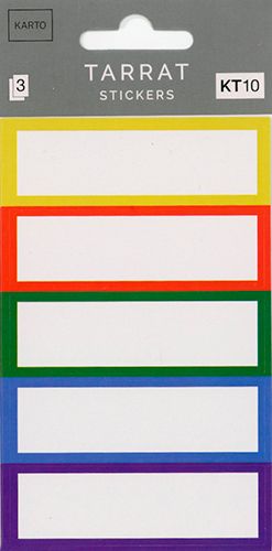 Tarrapakkaus etiketti värikäs