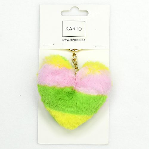 Avaimenperä sydän raita keltavihreä