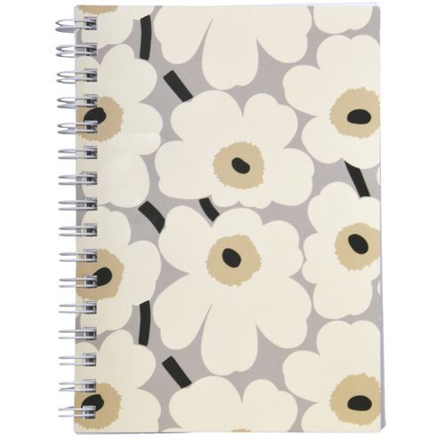 Muistikirja A5 kierre Marimekko Unikko harmaamusta