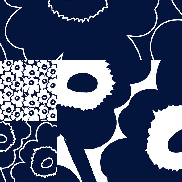 Servetti 33cm Marimekko Unikko Kollaasi tumman sininen