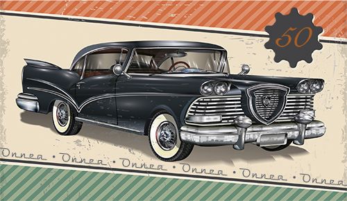 2-osainen onnittelukortti 50v