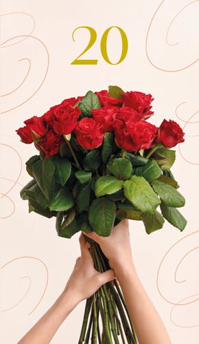 2-osainen onnittelukortti 20v