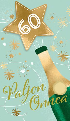 2-osainen onnittelukortti 60v