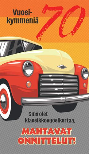 2-osainen onnittelukortti 70v