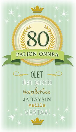 2-osainen onnittelukortti 80v