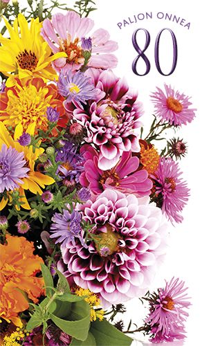 2-osainen onnittelukortti 80v