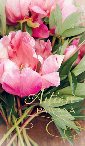 2-osainen äitienpäiväkortti Syöpäsäätiö Roosa nauha