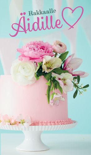 2-osainen äitienpäiväkortti Syöpäsäätiö Roosa nauha