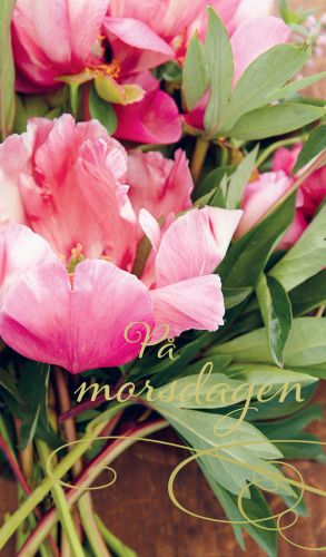 2-osainen äitienpäiväkortti Syöpäsäätiö Roosa nauha ruotsinkielinen