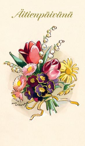 2-osainen äitienpäiväkortti Martta Wendelin