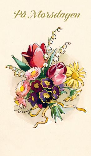 2-osainen äitienpäiväkortti Martta Wendelin ruotsinkielinen