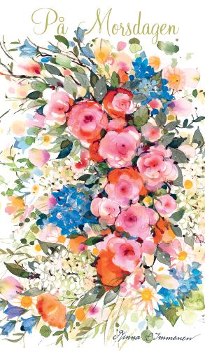 2-osainen äitienpäiväkortti Minna Immonen ruotsinkielinen