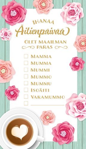 2-osainen äitienpäiväkortti
