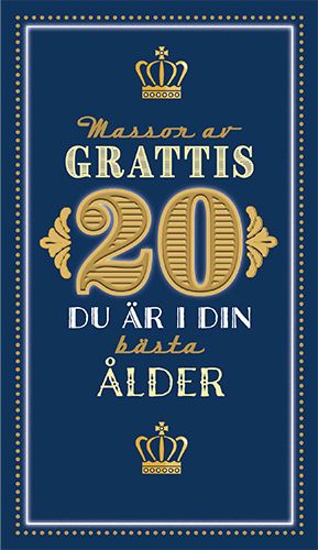 2-osainen onnittelukortti 20v ruotsinkielinen