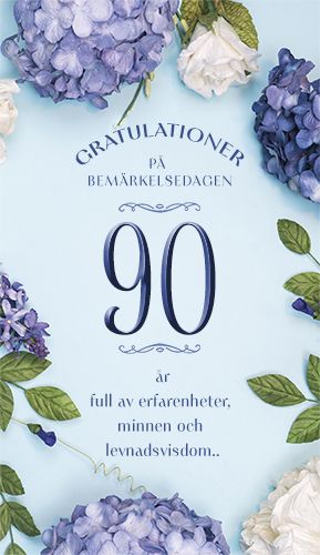 2-osainen onnittelukortti 90v ruotsinkielinen