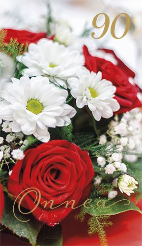 2-osainen onnittelukortti 90v