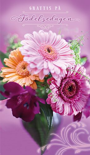 2-osainen syntymäpäiväkortti Sari Savela ruotsinkielinen