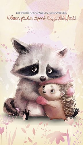 2-osainen lasten onnittelukortti