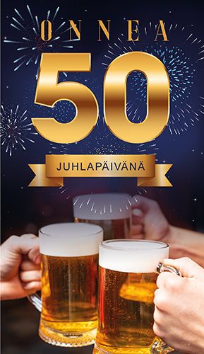 2-osainen onnittelukortti 50 v