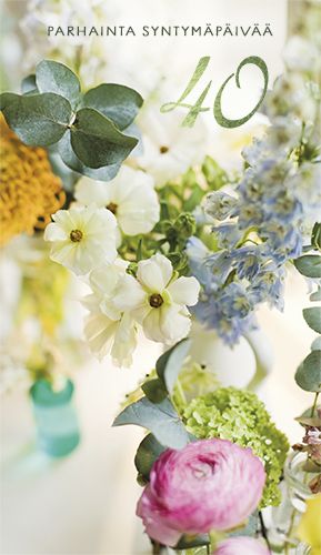 2-osainen onnittelukortti 40 v
