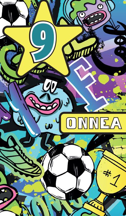 2-osainen onnittelukortti 9 v