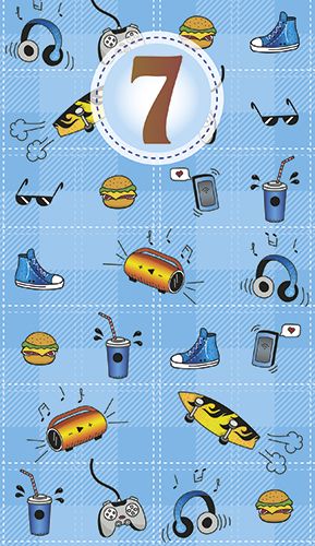 2-osainen onnittelukortti 7v