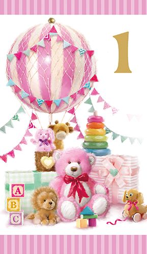 2-osainen onnittelukortti 1 v