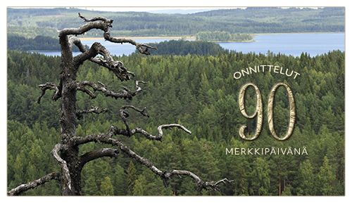 2-osainen onnittelukortti 90v