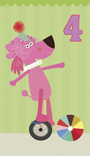 2-osainen onnittelukortti 4 v