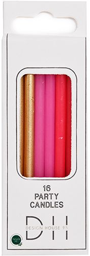 Kakkukynttilä Vaaleanpunainen/kulta 16kpl