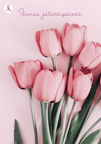 Ystävänpäiväkortti Syöpäsäätiö Roosa nauha postimaksu maksettu