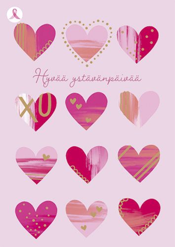 Ystävänpäiväkortti Syöpäsäätiö Roosa nauha postimaksu maksettu