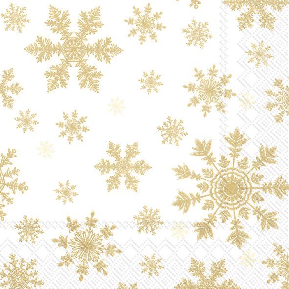 Servetti 33cm FALLING SNOWFLAKES valkokulta