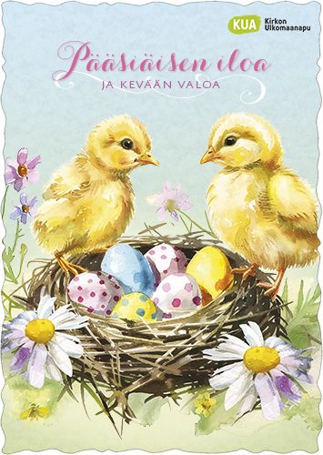 Pääsiäiskortti Kirkon ulkomaanapu postimaksu maksettu