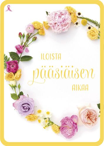 Pääsiäiskortti Syöpäsäätiö Roosa nauha postimaksu maksettu