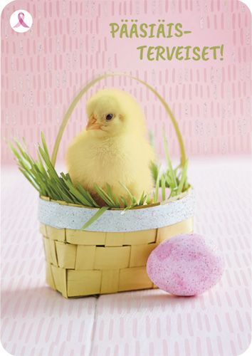 Pääsiäiskortti Syöpäsäätiö Roosa nauha postimaksu maksettu