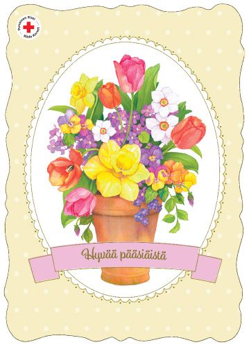 Pääsiäiskortti Suomen Punainen Risti postimaksu maksettu