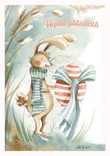 Pääsiäiskortti Anskun akvarelli