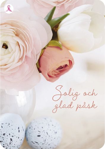 Pääsiäiskortti Syöpäsäätiö Roosa nauha ruotsinkielinen postimaksu maksettu