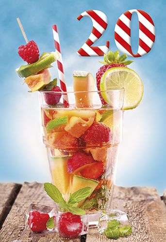 2-osainen onnittelukortti 20v