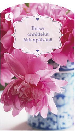 2-osainen äitienpäiväkortti Syöpäsäätiö Roosa nauha