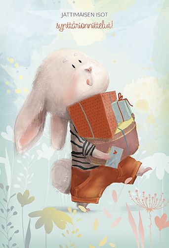 2-osainen lasten onnittelukortti