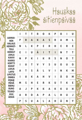 2-osainen äitienpäiväkortti